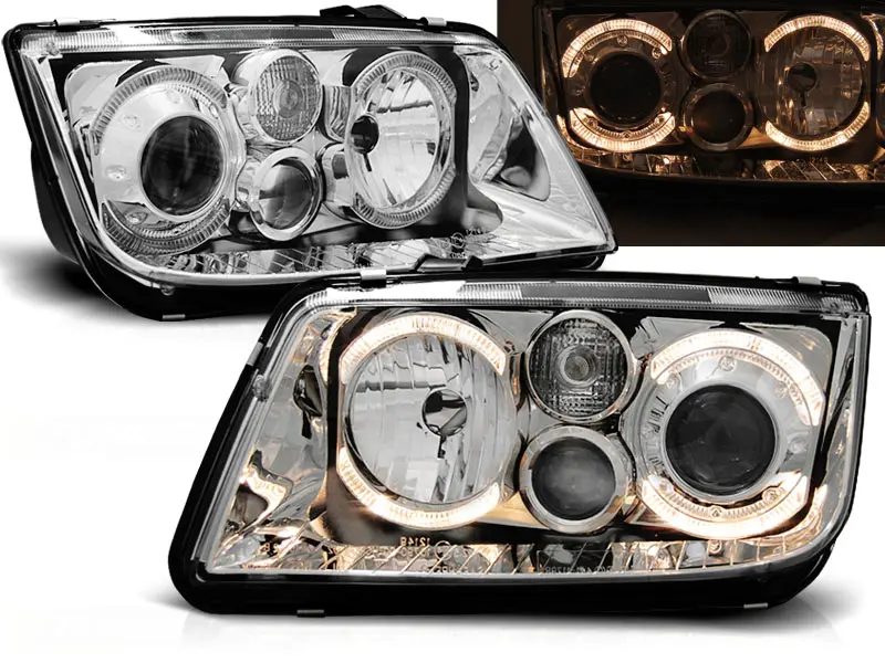 Frontlykter VW Bora 1998 - 2005 │ ANGEL EYES CHROME