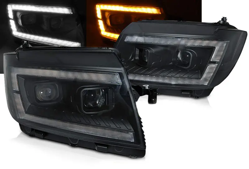 Frontlykter VW Crafter II 2016 -> │ TUBE LIGHT BLACK DRL SEQ