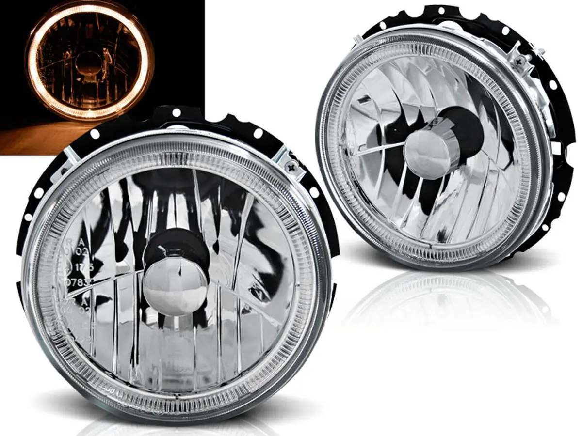 Frontlykter VW GOLF 1 1974-1983 ANGEL EYES CHROME