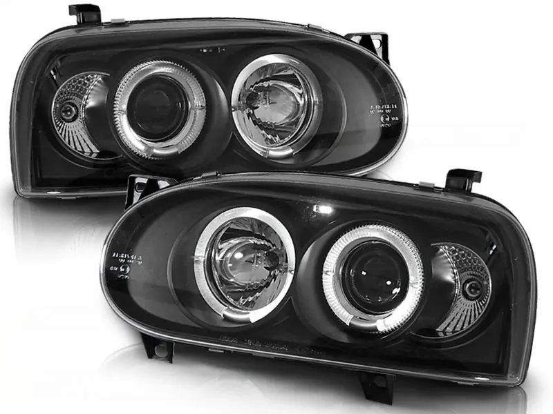 Frontlykter VW GOLF 3 1991-1997 ANGEL EYES BLACK – bilde 2