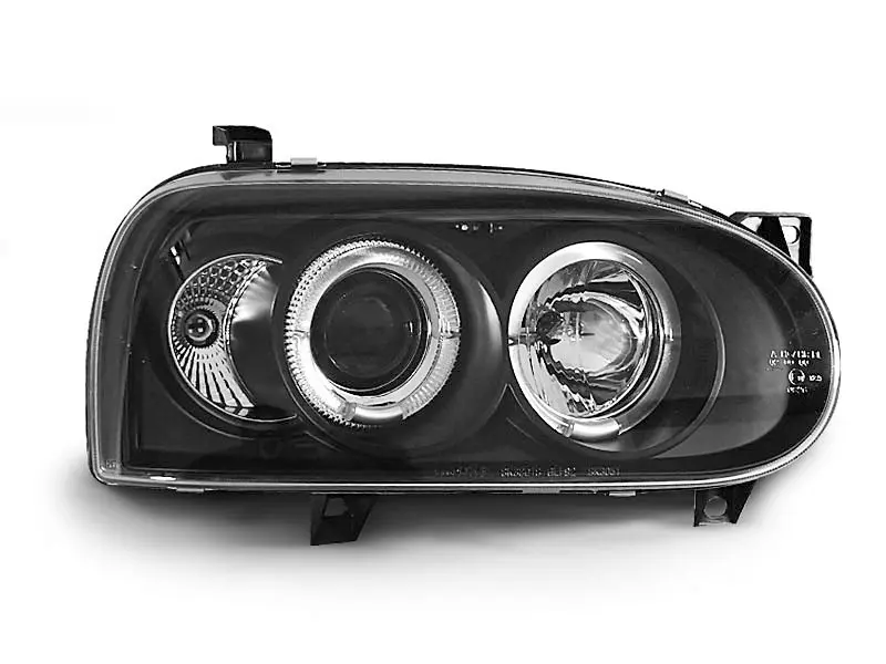 Frontlykter VW GOLF 3 1991-1997 ANGEL EYES BLACK – bilde 3