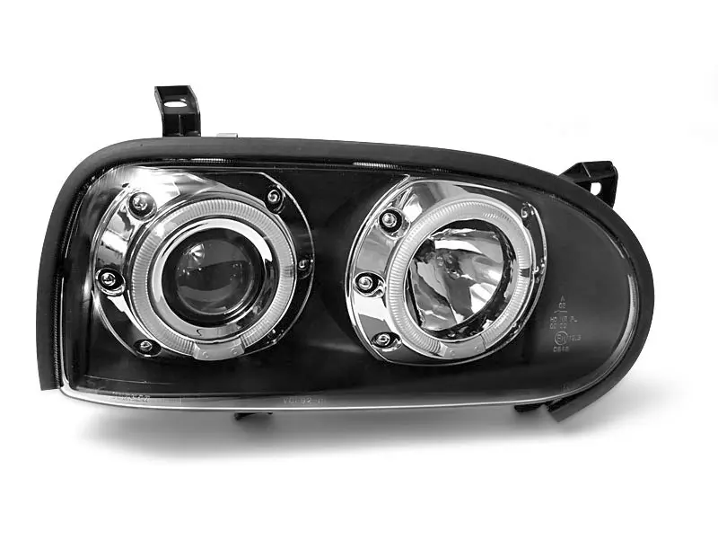 Frontlykter VW GOLF 3 1991-1997 ANGEL EYES BLACK – bilde 2