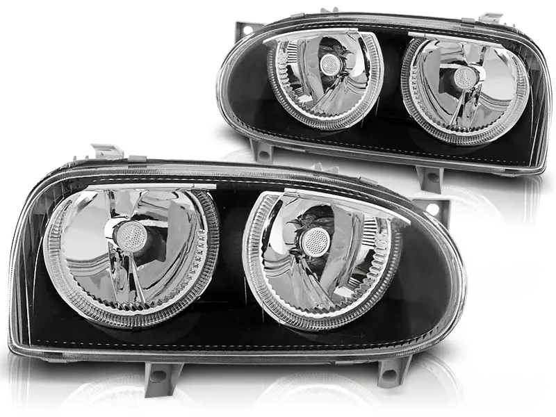 Frontlykter VW GOLF 3 1991-1997 ANGEL EYES BLACK – bilde 2