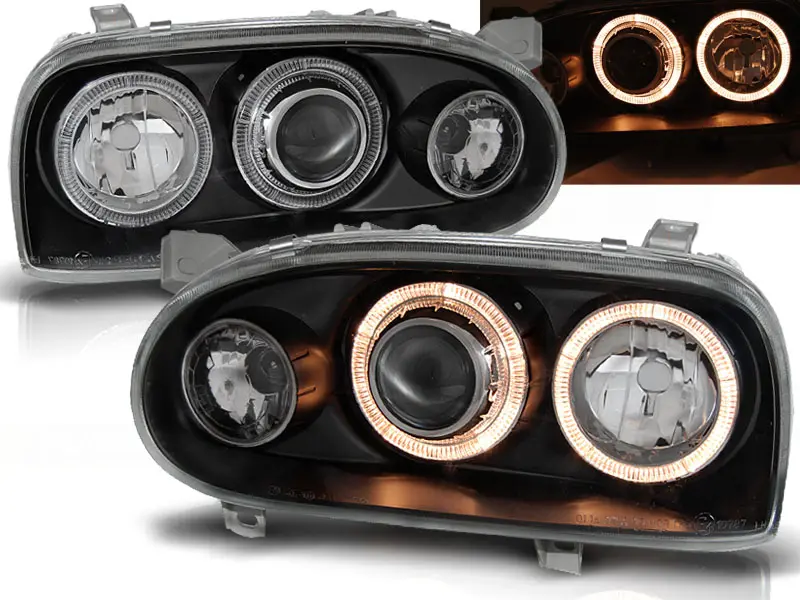 Frontlykter VW GOLF 3 1991-1997 ANGEL EYES BLACK