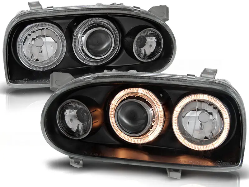 Frontlykter VW GOLF 3 1991-1997 ANGEL EYES BLACK – bilde 2