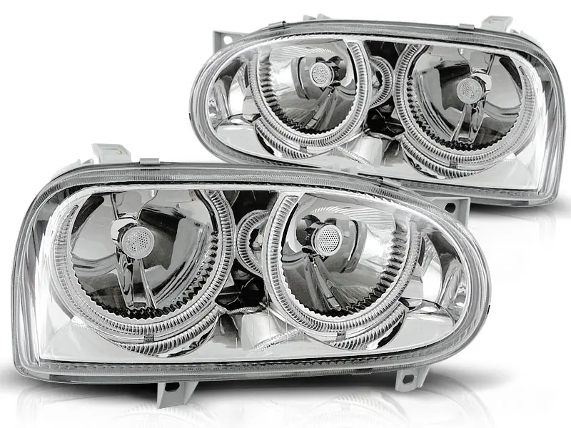 Frontlykter VW GOLF 3 1991-1997 ANGEL EYES CHROME – bilde 3