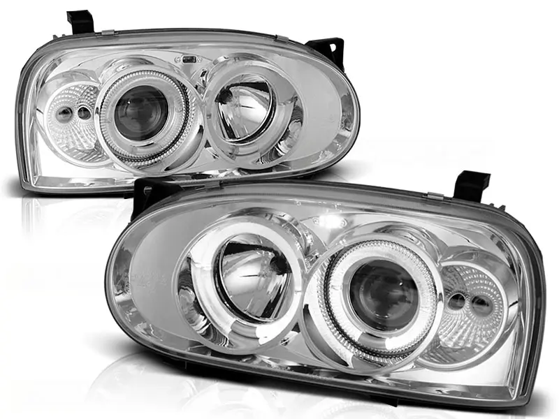 Frontlykter VW GOLF 3 1991-1997 ANGEL EYES CHROME – bilde 2