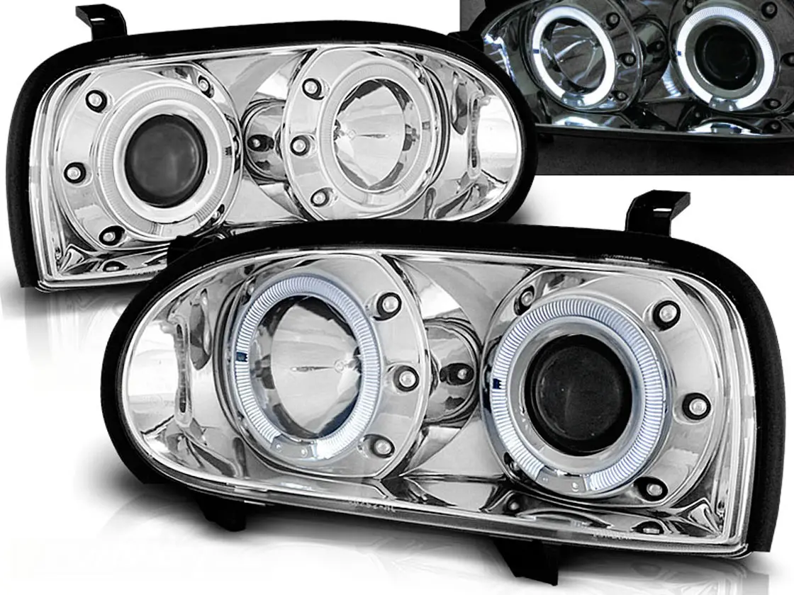 Frontlykter VW GOLF 3 1991-1997 ANGEL EYES CHROME
