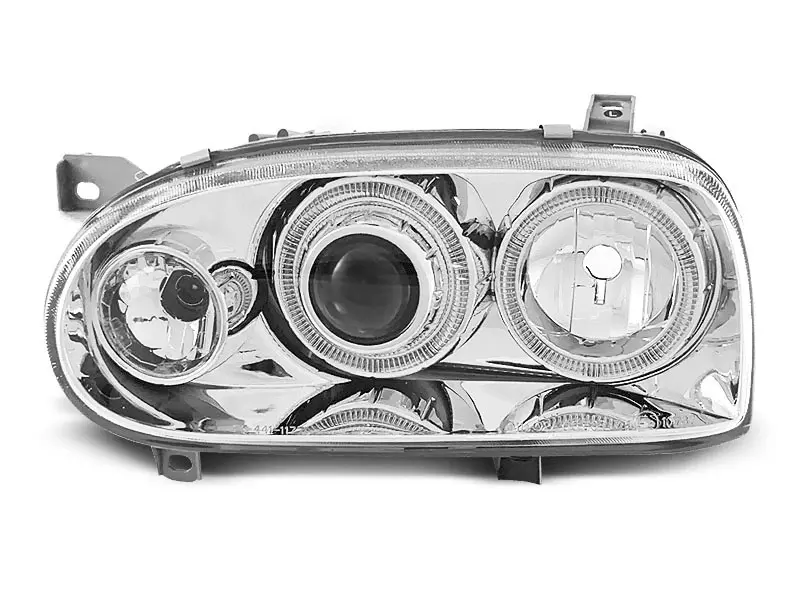 Frontlykter VW GOLF 3 1991-1997 ANGEL EYES CHROME – bilde 2