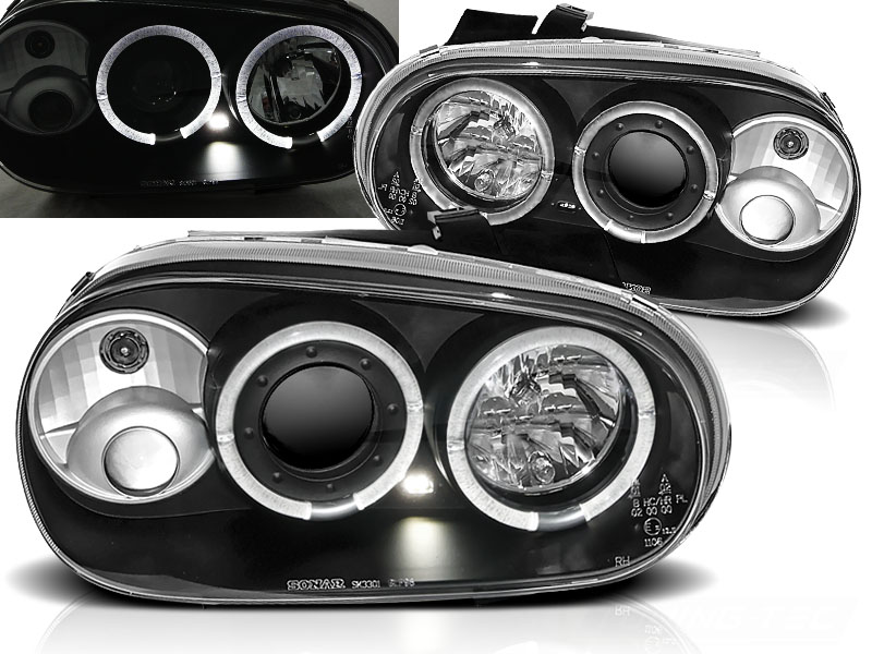 Frontlykter VW GOLF 4 1997-2003 ANGEL EYES BLACK – bilde 2
