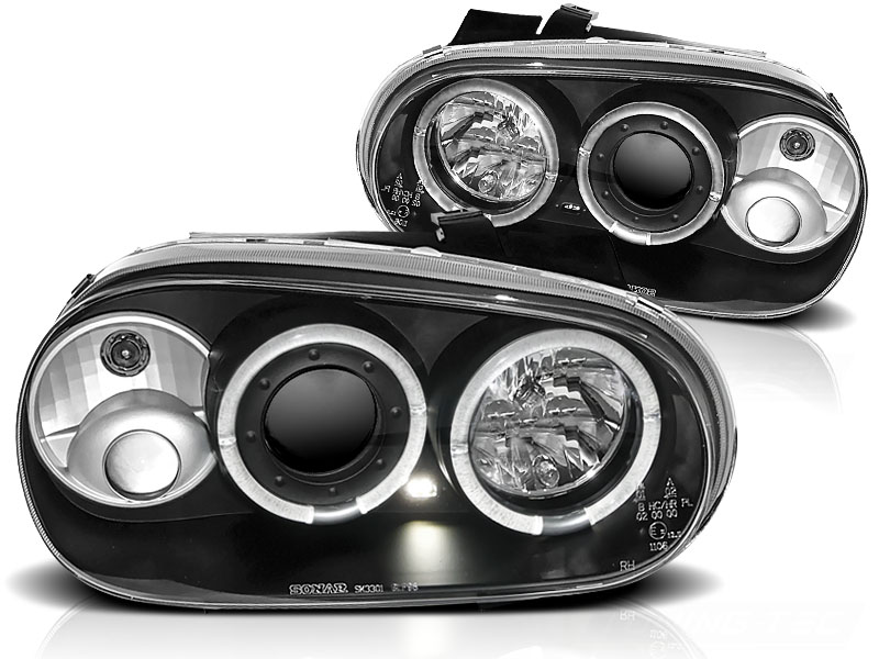 Frontlykter VW GOLF 4 1997-2003 ANGEL EYES BLACK – bilde 3