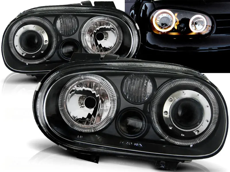 Frontlykter VW GOLF 4 1997-2003 ANGEL EYES BLACK