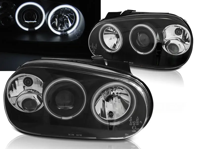 Frontlykter VW GOLF 4 1997-2003 ANGEL EYES CCFL BLACK – bilde 2