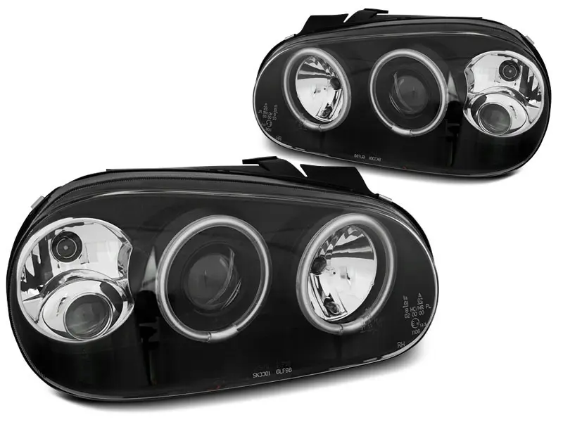Frontlykter VW GOLF 4 1997-2003 ANGEL EYES CCFL BLACK – bilde 4