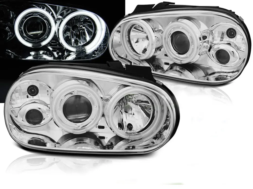 Frontlykter VW GOLF 4 1997-2003 ANGEL EYES CCFL CHROME