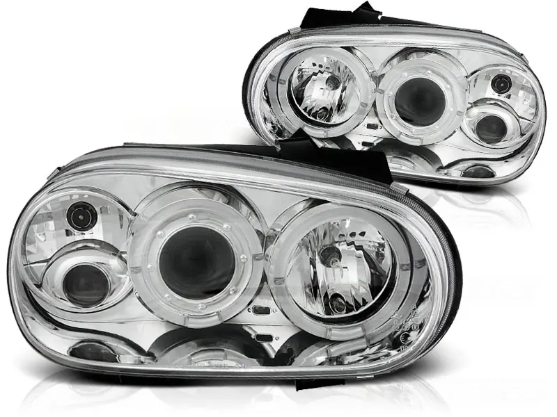 Frontlykter VW GOLF 4 1997-2003 ANGEL EYES CHROME – bilde 3