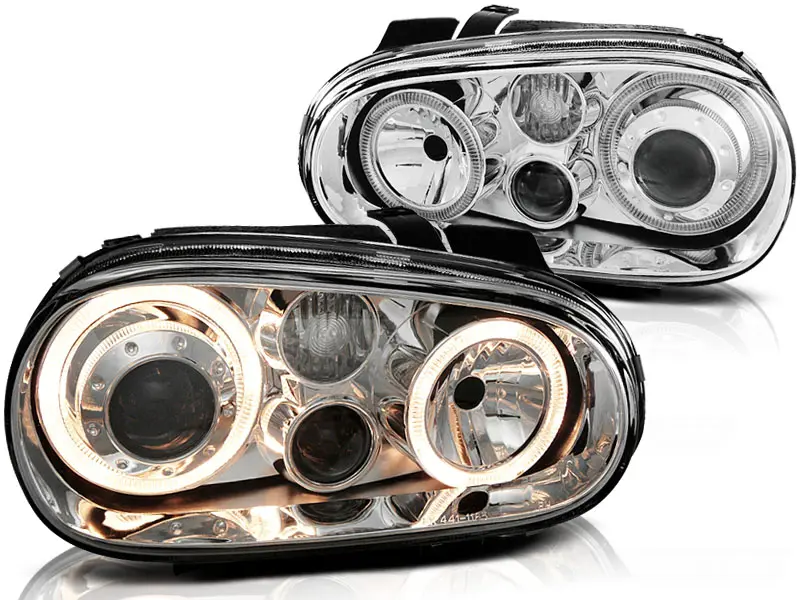 Frontlykter VW GOLF 4 1997-2003 ANGEL EYES CHROME – bilde 3