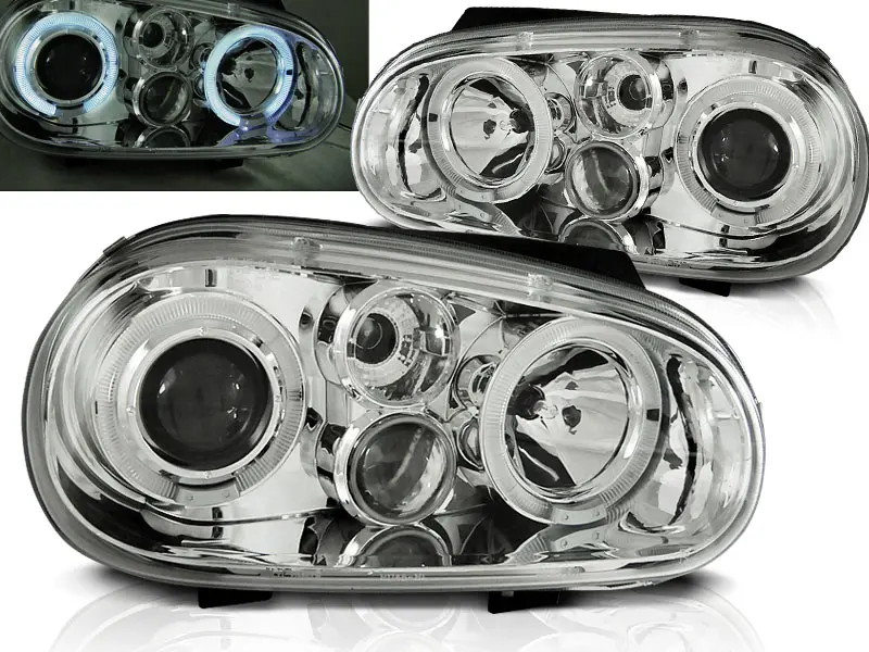 Frontlykter VW GOLF 4 1997-2003 ANGEL EYES CHROME