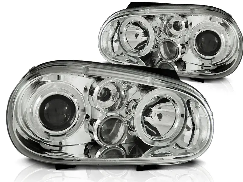 Frontlykter VW GOLF 4 1997-2003 ANGEL EYES CHROME – bilde 2