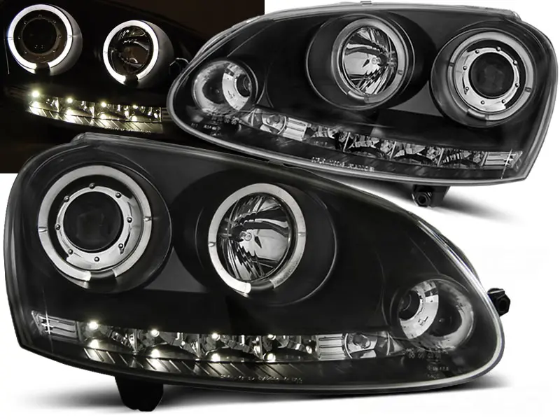 Frontlykter VW GOLF 5 2003-2009 ANGEL EYES BLACK