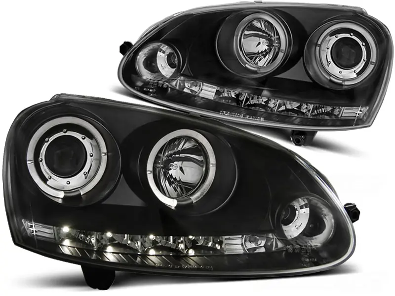 Frontlykter VW GOLF 5 2003-2009 ANGEL EYES BLACK – bilde 2