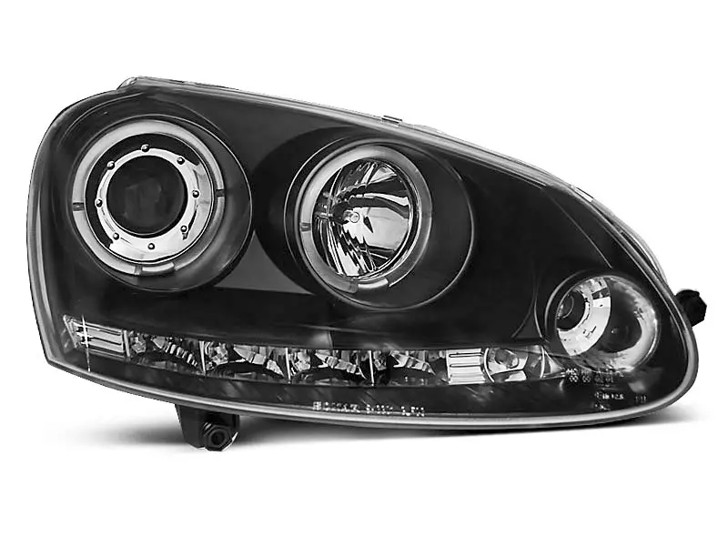 Frontlykter VW GOLF 5 2003-2009 ANGEL EYES BLACK – bilde 3