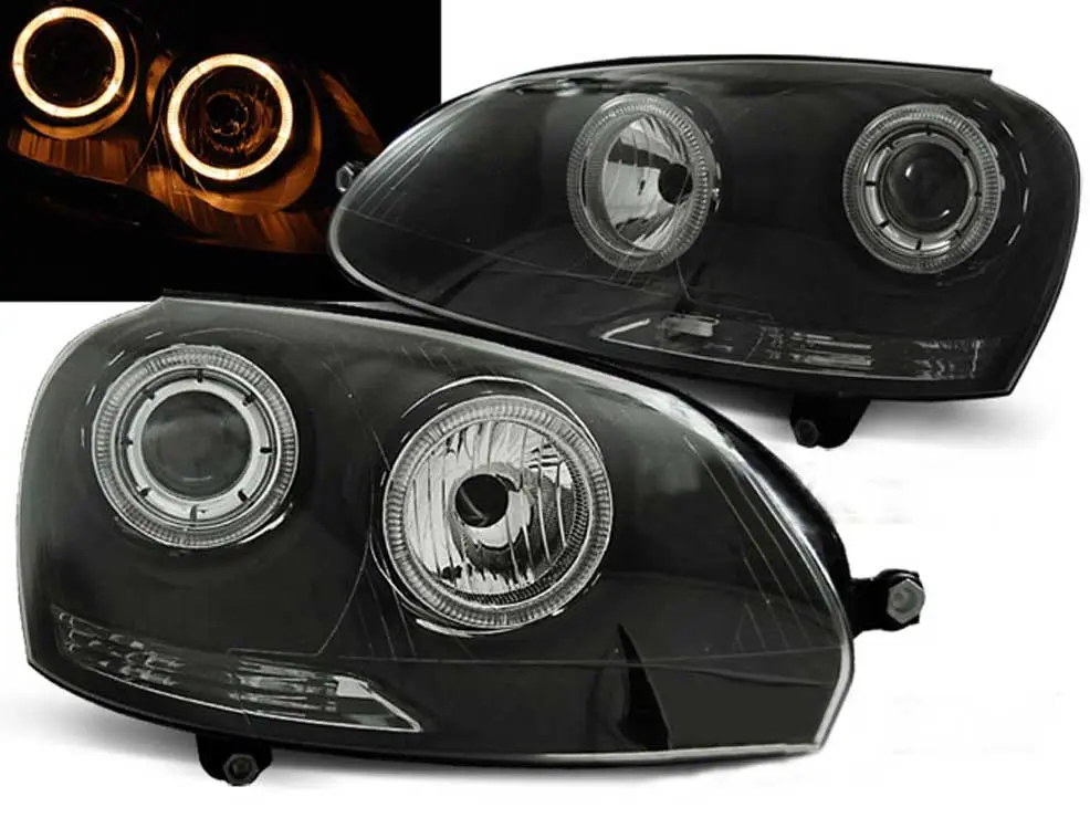 Frontlykter VW GOLF 5 2003-2009 ANGEL EYES BLACK