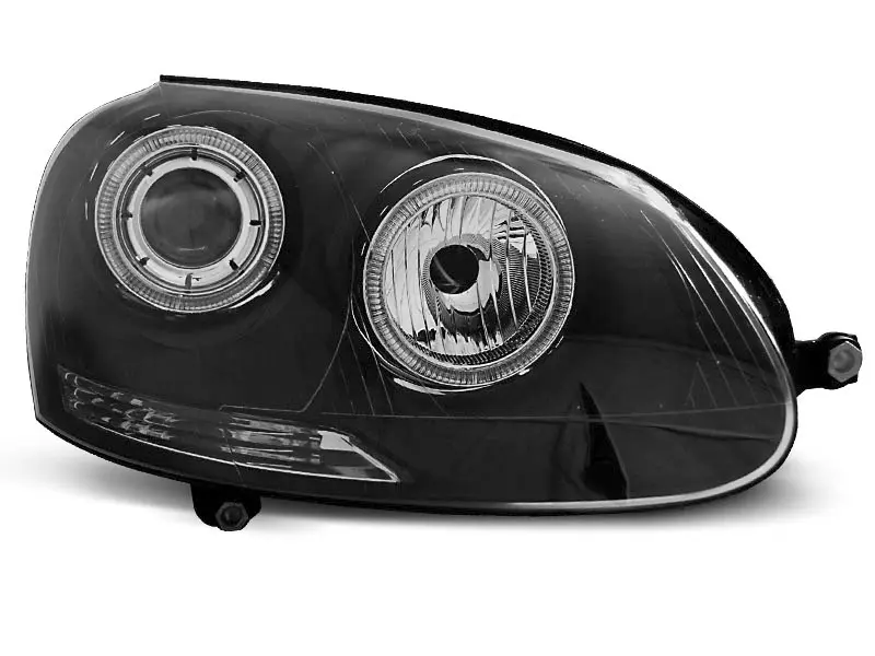 Frontlykter VW GOLF 5 2003-2009 ANGEL EYES BLACK – bilde 2