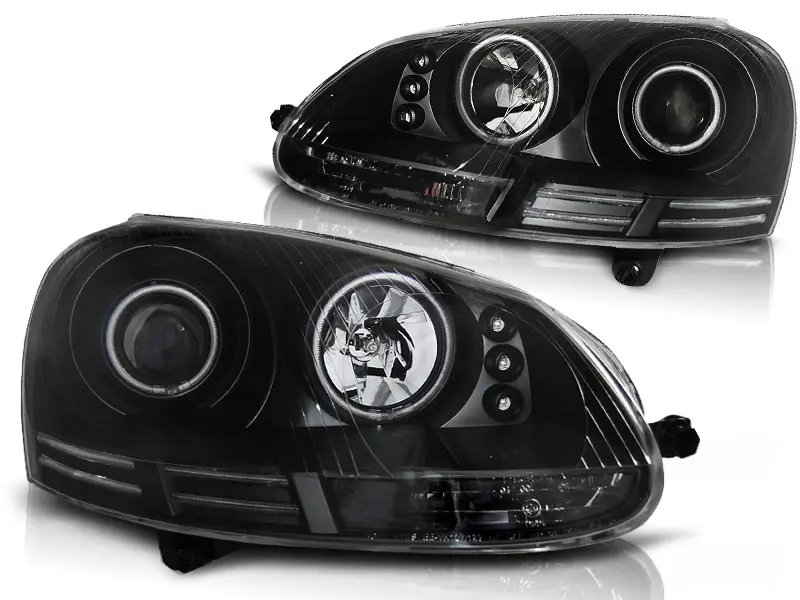 Frontlykter VW GOLF 5 2003-2009 ANGEL EYES CCFL BLACK – bilde 4
