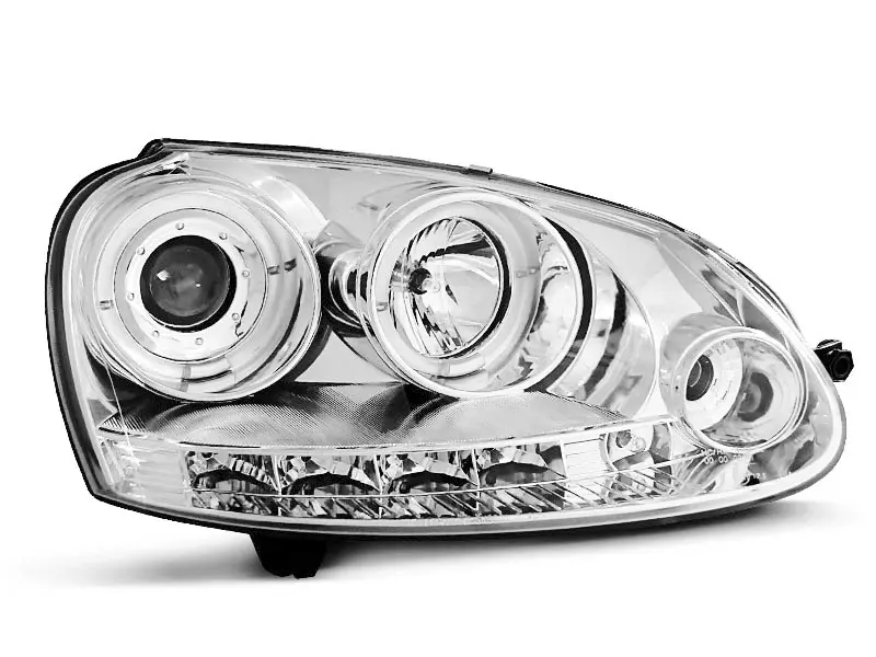 Frontlykter VW GOLF 5 2003-2009 ANGEL EYES CHROME – bilde 2