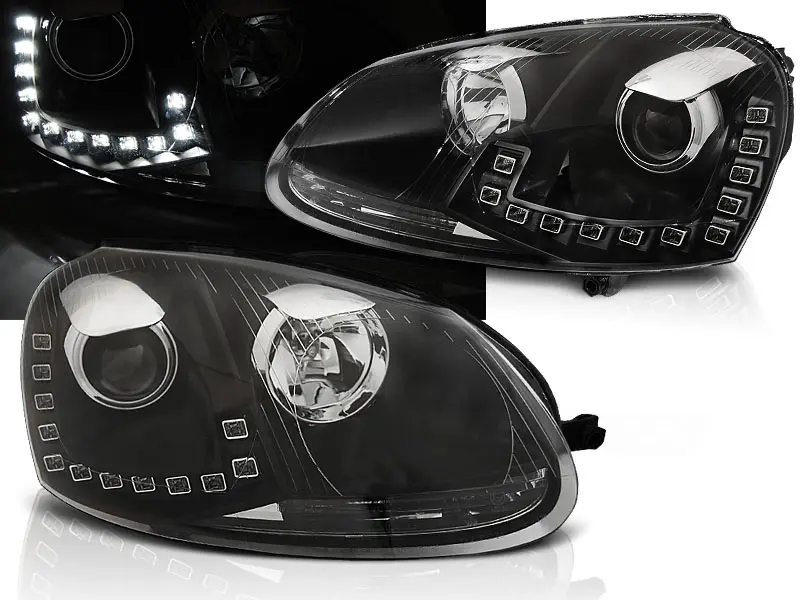 Frontlykter VW GOLF 5 2003-2009 TRUE DRL BLACK