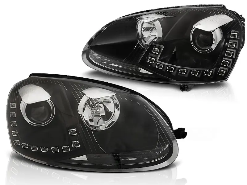 Frontlykter VW GOLF 5 2003-2009 TRUE DRL BLACK – bilde 2