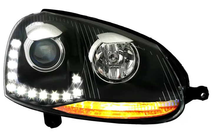 Frontlykter VW GOLF 5 2003-2009 TRUE DRL BLACK – bilde 3