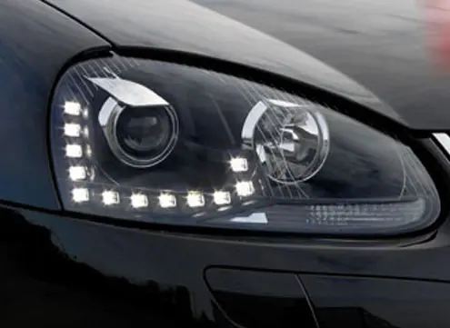 Frontlykter VW GOLF 5 2003-2009 TRUE DRL BLACK – bilde 4