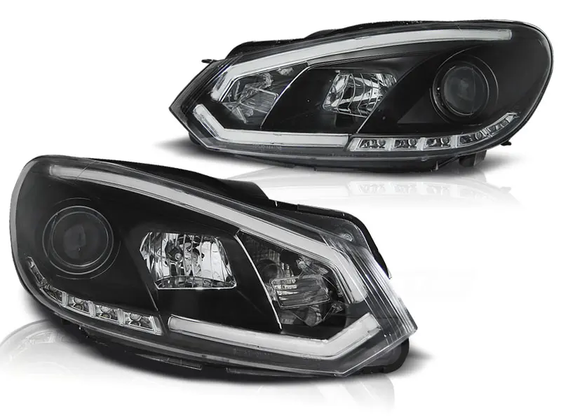 Frontlykter VW GOLF 6 2008-2012 BLACK TUBE LIGHTS TRU DRL – bilde 2