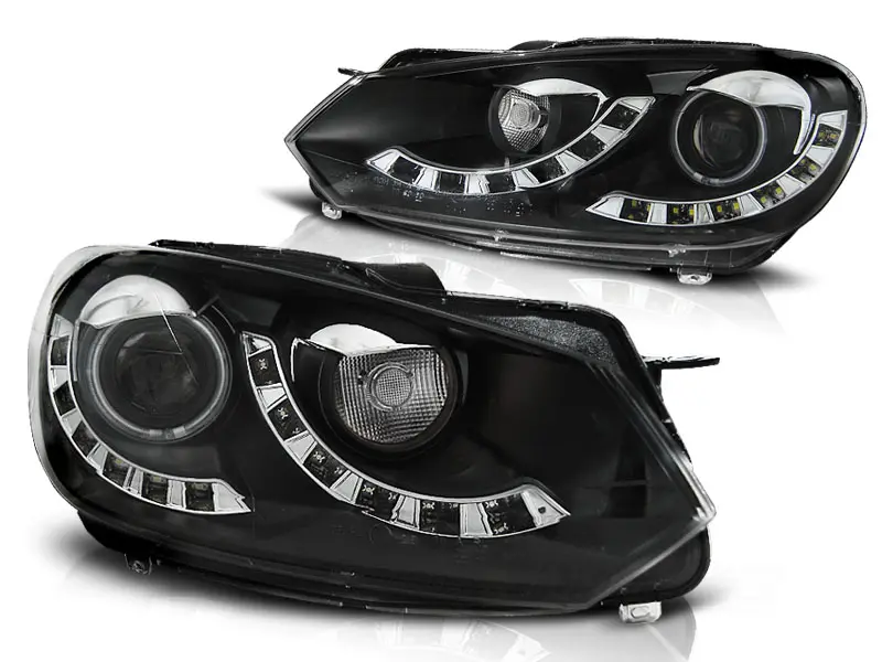 Frontlykter VW GOLF 6 2008-2012 DUAL TRUE DRL BLACK – bilde 4