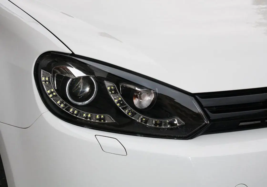 Frontlykter VW GOLF 6 2008-2012 SINGLE TRUE DRL BLACK – bilde 2