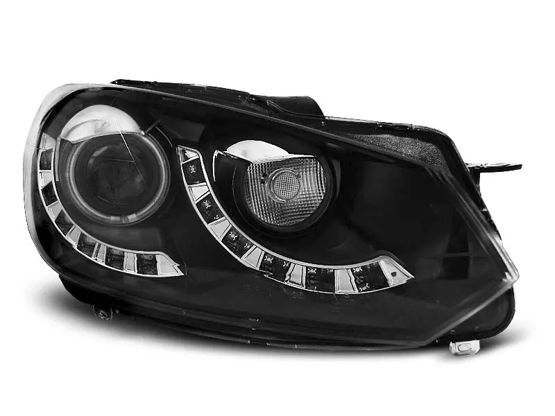 Frontlykter VW GOLF 6 2008-2012 SINGLE TRUE DRL BLACK – bilde 4