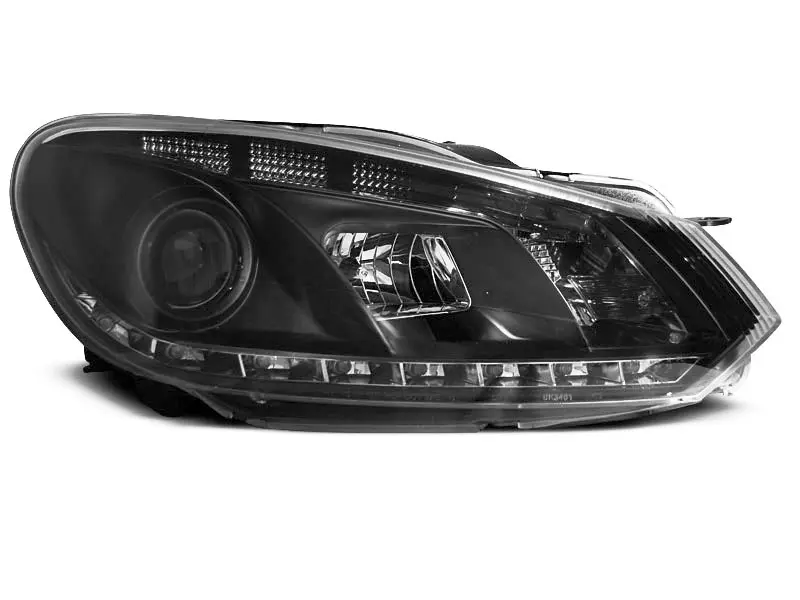 Frontlykter VW GOLF 6 2008-2012 TRUE DRL BLACK – bilde 2
