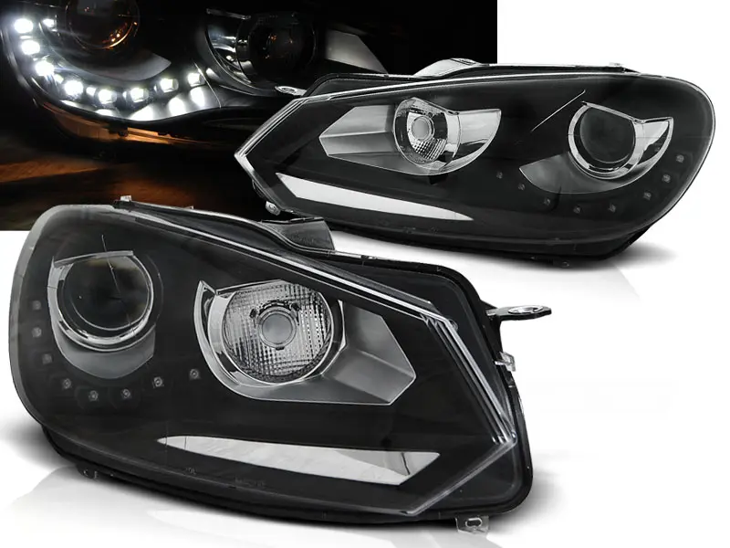 Frontlykter VW GOLF 6 2008-2012 TRUE DRL BLACK