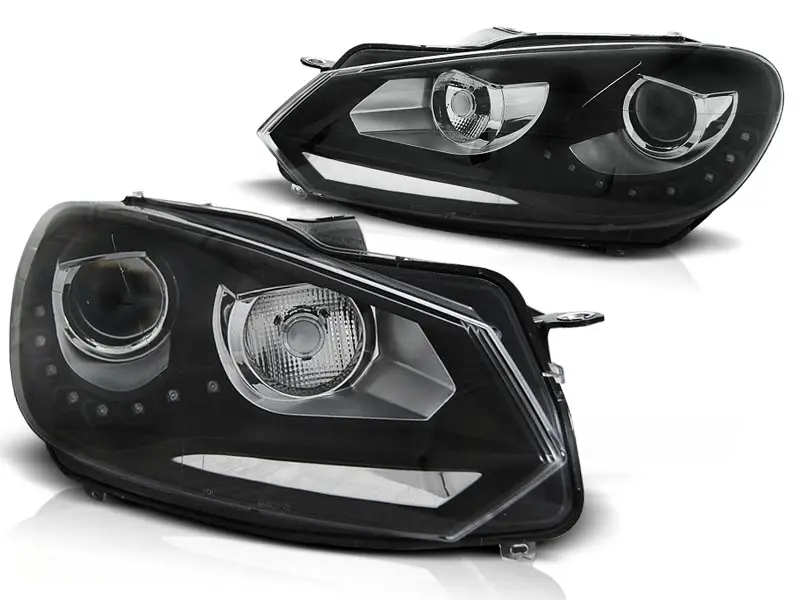 Frontlykter VW GOLF 6 2008-2012 TRUE DRL BLACK – bilde 2