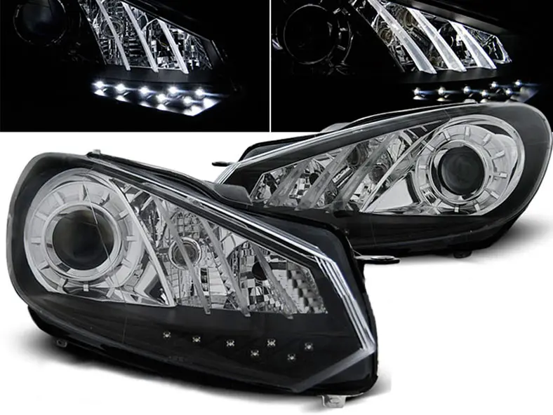 Frontlykter VW GOLF 6 2008-2012 TRUE DRL BLACK