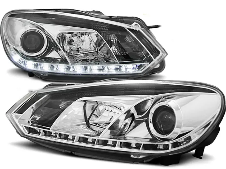 Frontlykter VW GOLF 6 2008-2012 TRUE DRL CHROME