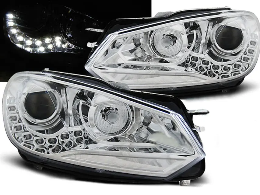 Frontlykter VW GOLF 6 2008-2012 TRUE DRL CHROME
