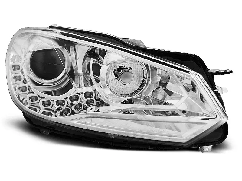 Frontlykter VW GOLF 6 2008-2012 TRUE DRL CHROME – bilde 2