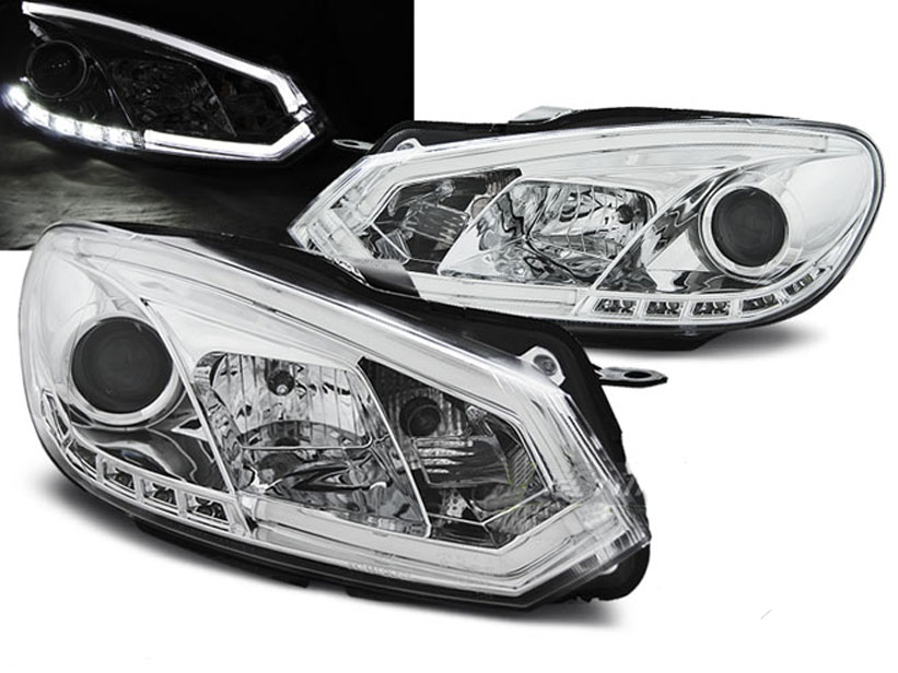 Frontlykter VW GOLF 6 2008-2012 TUBE LIGHT DRL CHROME