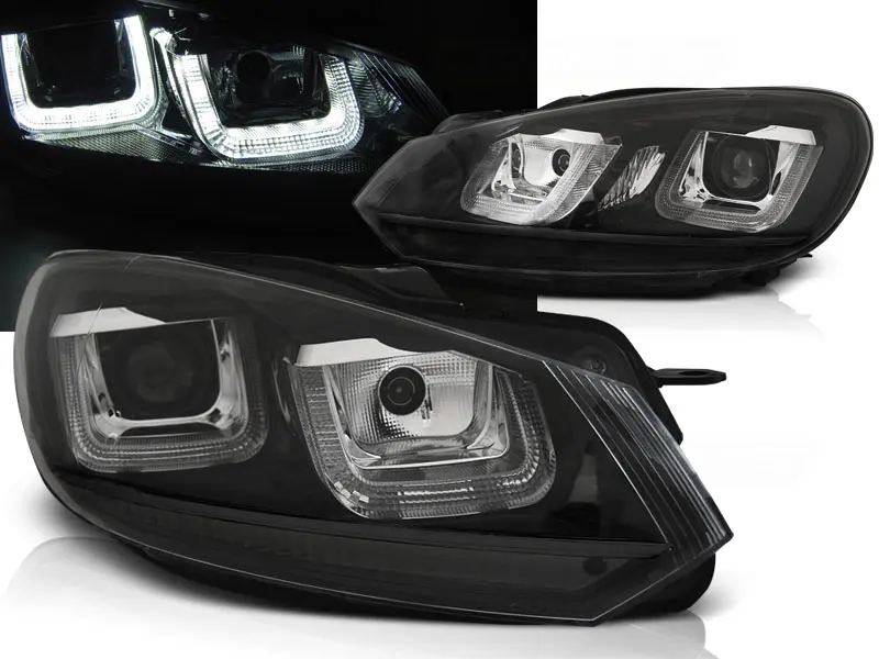 Frontlykter VW GOLF 6 2008-2012 U-LED LIGHT DRL BLACK BLACK LINE