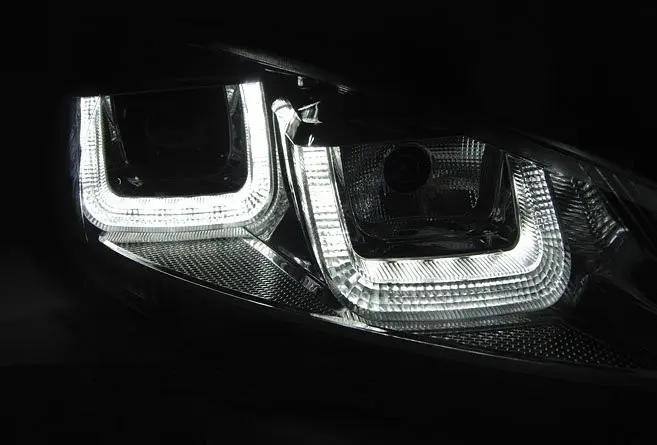 Frontlykter VW GOLF 6 2008-2012 U-LED LIGHT DRL BLACK BLACK LINE – bilde 3