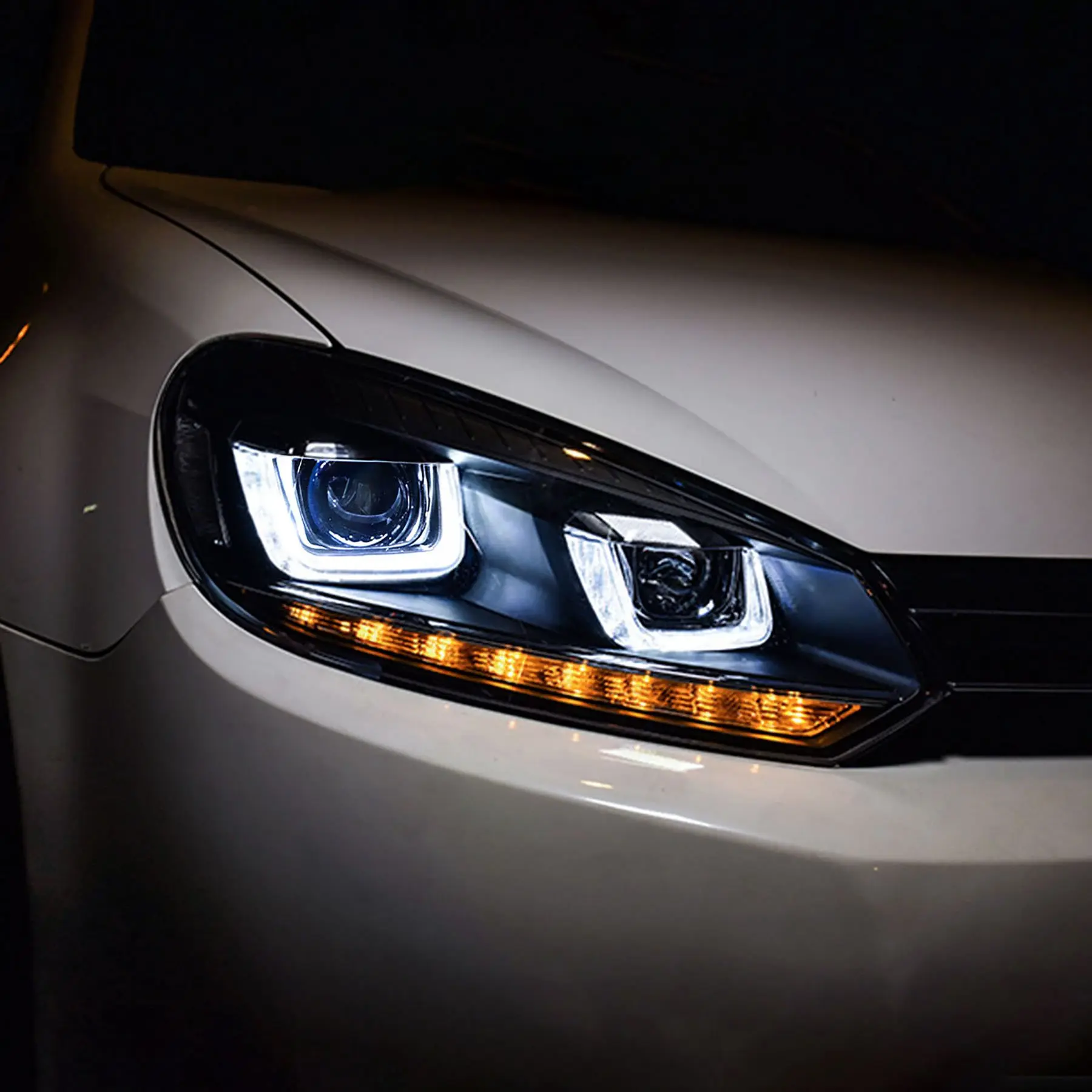 Frontlykter VW GOLF 6 2008-2012 U-LED LIGHT DRL BLACK BLACK LINE – bilde 5