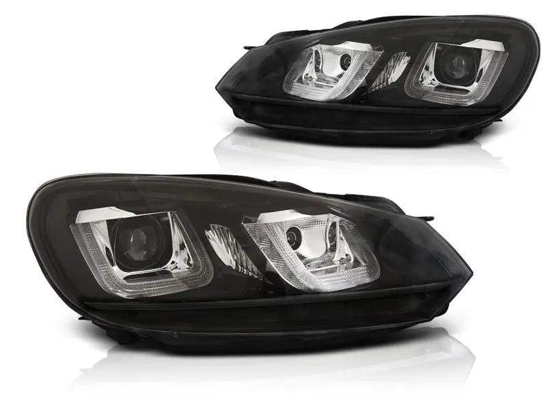 Frontlykter VW GOLF 6 2008-2012 U-LED LIGHT DRL BLACK BLACK LINE – bilde 8